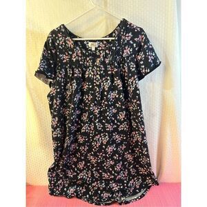 Aria Collection pajama gown (xl 16-18)Black with flowers rn#17363